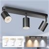 ALUSSO Faretti LED da Soffitto 3 Luci, Faretti a Parete GU10 Rimovibili Orientabili di 350°, 5W 2700K Nero Spotlight per Soggiorno, Camera da Letto e Corridoio incl. Lampadina GU10