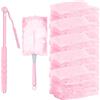 Yoodriy 52 Pezzi Ricariche Duster, Compatibile con Swiffer & Altri Piumini, Panni in Microfibra, 50 Panni, 2 Manici, per Pulire Polvere, Peli di Animali e Sporco (Rosa)