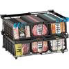 DOUBFIVSY 2PCS Cestini per Congelatore, Organizzatore per Congelatore Impilabili Estensibili 140-570L, Cestini Pieghevoli con Maniglie per Congelatore Verticale Congelatore da Incasso
