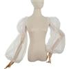 SMTCM 1 paio di maniche smontabili a sbuffo per abito da sposa bianco, maniche da sposa in tulle con fascia in spandex, smanicato trasparente, copertura per braccia, accessori da sposa, guanti senza dita