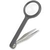 Carson MG-55 MagniGrip 4.5x Magnifier with Attached Fine Point Tweezers, Grey