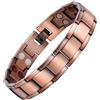 JFUME Braccialetti in rame puro da uomo Braccialetti magnetici 4in1 Elements con strumento per rimuovere i collegamenti 8.5 Regolabile, Taglia unica, Rame