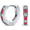 Bling Jewelry Rosso bianco alternato Cubic Zirconia CZ Channel Set piccoli orecchini a cerchio Huggie per le donne uomini .925 Sterling Silver