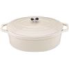 vancasso - Pentola in ghisa con coperchio, diametro di 37 cm, rivestimento smaltato, casseruola in ghisa, adatta per tutti i piani cottura e a induzione, ovale, bianco crema, 8 L
