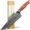 Freelander Coltello da Chef Giapponese 20 cm in Acciaio VG10 con Motivo Damasco, Professionale con Manico in Legno, Ideale per Verdure e Carne