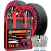 Eurocali Calze da Neve per Auto Omologate Italia EN 16662-1 Taglia XXL - DriveonSnow StrongFit Miglior Grip Zone Rinforzate Montaggio Rapido e Maggiore Affidabilità - Sicure su Neve e Ghiaccio fino a 40 km/h