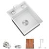 TORVA Lavello sottotop bianco per bar camper cucina con rubinetto pieghevole integrato - acciaio inossidabile calibro 16, 40,7 x 53,4 x 22,9 cm