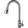 Voltix Rubinetto Cucina Nichel Spazzolato con Doccetta Estraibile, Miscelatore Cucina in Acciaio Inox con Tasto Unico per 2 Modalità, Rubinetto Lavello Monocomando Alto Girevole a 360°, Antiruggine