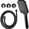 OFFO Soffione Doccia con Tubo, Flessibile da 1,6 m, con 3 Modalità Di Spruzzo, Doccino per Doccia con Tubo a Mano per Il Bagno, Rettangolare 12x9cm,Nero opaco