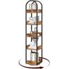 MAHANCRIS Scaffale Girevole 5 Ripiani con Pannelli di Protezione, Libreria Angolare, Libreria a Colonna, Scaffale Portaoggetti da Pavimento, Espositore per Soggiorno Studio Ufficio, Marrone Vintage