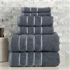 Lavish Home Set di Asciugamani di Lusso in Cotone - Rice Weave 100% Cotone Egiziano Set 6 Pezzi con 2 Asciugamani da Bagno, 2 Asciugamani e 2 salviette, Grigio Argento