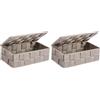 Wenko Organizzatore con coperchio Adria mini taupe, Polipropilene, 18 x 6.5 x 10 cm, Tortora (Confezione da 2)