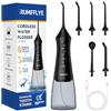 RUMFFLYE Idropulsore Dentale Irrigatore Orale Water Flosser con 12 Modalità | Idropulsore Dentale Senza Fili Portatile Professionale e Capacità 300ML Ricaricabile Impermeabile IPX7 per Casa e Viaggi Nero