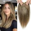 SEA SINGING Toppers per capelli da donna in capelli veri, topper leggero per donne, toupet annodato a mano al 100%, clip in extension per capelli sottili nella parte superiore della testa, topper per capelli