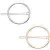 Upstore 2 fermagli per capelli da donna e ragazza, con cerchio rotondo, geometrici, in metallo, per coda di cavallo, accessori per lo styling dei capelli, fermagli per capelli (oro+argento)