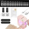 JODSONE Kit Manicure Completo con Lampada UV LED Portatile - 480 Tips per Unghie Quadrate Trasparenti, Gel Asciugatura Rapida, Colla e Top Coat, per Fai da Te a Casa