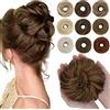 SEGO Chignon Capelli Veri Elastico Sintetica Ondulato Parrucchino Donna Naturale Clip Ponytail 55 G Castano scuro & castano caffè