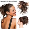 SEGO Extension Chignon Elastico Spettinato con Capelli Ricci Finti XXL Hair Magic Bun 45g Messy Curly Coda di Cavallo Treccia Carina - Castano Ramato Chiaro mix Marrone Scuro