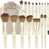 HEYMKGO Set Pennelli Make up 16 Pezzi con Borsetta in Velluto, Pennelli Professionali per Fondotinta, Correttore e Viso con Manico in Legno - Set Completo per Make-up Perfetto