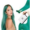 RUNATURE Extension Capelli Veri Cheratina Teal 40cm Remy Extension Capelli Lisci 25 Ciocche 20g #Teal