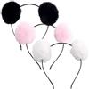 Bamboopack 3 fasce per capelli con orecchie da panda, soffici pompon per capelli, per bomboniere, feste, cosplay, feste in costume, accessori per capelli