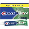 Crest Plus Scope Outlast Dentifricio sbiancante completo, menta, 14 ml, 3 conteggi