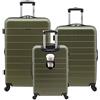 Wrangler Set di 3 valigie Smart Hardside Spinner con porta di ricarica USB, Verde oliva, 20inch,24inch,28inch, Set di valigie intelligenti con portabicchieri e porta USB