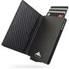 Stealth Wallet RFID Portacarte - Minimalista Alluminio Porta Carte Di Credito Uomo con Scatola Regalo - Metallo Leggero Portafoglio Portacarte Uomo (Alluminio Nero, Pelle Nera Carbonio)