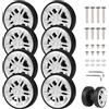 EXLECO 8pcs Ruote Trolley Ricambio Ruota Valigia Universali 50 x 12 mm Ricambi Ruotes per Case Ruota di Sostituzione Ruote di Ricambio in Gomma Rotelle Trolley Valigie Ruotes di Ricambi Argento