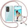 ISOI Cover con Cordino per Honor 200 Lite 5G, Custodia Trasparente con Collana Tracolla Laccio Collo Ultra Sottile Morbido TPU Silicone Antiurto AntiGraffio Antiscivolo Case, Rosa