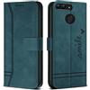 Bravoday Cover per Huawei Honor 9 Lite/Huawei P Smart/Huawei Enjoy 7S, Flip Custodia in Pelle PU Portafoglio Custodia per Huawei Honor 9 Lite/Huawei P Smart, con Slot per Schede, Verde