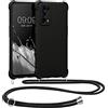 kwmobile Custodia Compatibile con Oppo Find X3 Lite Cover - Back Case in Silicone TPU - Protezione Smartphone con Cordino - nero