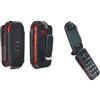caseroxx Borsa in Pelle con Clip da Cintura Compatibile con Panasonic KX-TU446 / KX-TU456 / KX-TU466 da Vera Pelle, Borsa con Clip da Cintura e Finestra in Nero