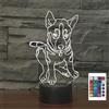 FLRXHK Little Husky - Lampada notturna a LED con illusione 3D, con telecomando, 16 colori, luce notturna a LED ottica, decorazione per la stanza dei bambini