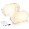 LYRIDZ,Luce notturna a LED dimmerabile con sensore di movimento, luce bianca calda, batteria USB, autoadesivo, illuminazione per armadio, cucina, corridoio (2 pezzi)
