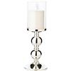 EDZARD Portacandele Bamboo (altezza 34 cm), argentato, resistente all'ossidazione, per candele cilindriche fino a ø 8 cm, con vetro, perfetto per le candele permanenti Cornelius di EDZARD