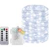 Molicar Catena luminosa con timer e telecomando, piccola catena luminosa interna con batteria, 20 m, 200 LED, IP65, impermeabile, senza batterie, per camera da letto, matrimonio, Natale, feste