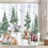 Bonhause Tenda Doccia Animale Foresta Orso Cervo Volpe Scoiattolo Acquerello Tende per Doccia in Poliestere Impermeabile Antimuffa Lavabile Tende Bagno 180 x 180 cm con 12 Ganci