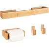 danhol® Set bagno accessori completo | Accessori bagno senza forare (Adesivo) | Kit bagno accessori completo | Porta rotoli carta igienica + 2 Ganci asciugamani + Porta asciugamani (Legno bamboo)