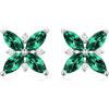 RIKELUS Orecchini da donna in oro bianco 9 carati, 375/9 K, con smeraldo verde, a forma di fiocco di neve/fiori/croce, per San Valentino, compleanno, per la mamma e la donna, 8 mm, Zirconia cubica