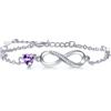 Tusuzik Bracciale Infinito Donna Argento 925 con Cuore Zirconi Regolabile Bracciali Donna Gioielli Regalo per Mamma Amica Ragazza