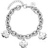 Purelei Bracciale Luck Clover - accattivante design a doppia fila con catena grossolana e elementi a quadrifoglio, in acciaio inox, placcato oro 14 carati, placcato oro rosa 18 carati o argento