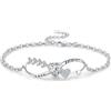 Eusense Bracciale Infinito e Cuore con Pietra di Luna, Ametista e Cristallo Blu Braccialetto Regolabile per Donna, Regalo per San Valentino o Anniversario