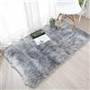 QINGLOU Faux Pelliccia di Agnello di Pecora Tappeto, imitazione lana, adatto per tappeto per soggiorno, lunga pelliccia morbida, soffice, tappetino per il letto, divano (Grigio, 60 x 90cm)