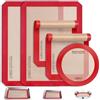 Sopito Tappetino Silicone Forno 5PCS, Sopito Carta Forno Riutilizzabile Antiaderente e Sicura per Gli Alimenti, Ideale Tappetino Microforato per Forno per Biscotti, Amaretti e Pasticcini, Rosso
