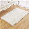 QINGLOU Faux Pelliccia di Agnello di Pecora Tappeto, imitazione lana, adatto per tappeto per soggiorno, lunga pelliccia morbida, soffice, tappetino per il letto, divano (Bianco, 75 x 120cm)