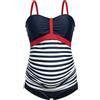 Herzmutter Costume da Bagno Premaman - Tankini Gravidanza - Costumi Mare Maternitá - Futura Mamma - Due Pezzi - 7000 (Blu-Bianco, M)
