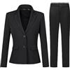 YYNUDA Set di Abito da Donna Business con Pantaloni, Blazer Slim Fit Elegante con Pantaloni da Abito per Ufficio e Matrimonio, Nero , M