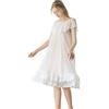 Flwydran Camicia da notte da donna, in stile vittoriano, a maniche corte, da notte, pigiama, rosa, L