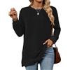 Cuptacc Camicia Donna Manica Lunga Collo Rotondo Loose Fit Pullover Donna 2024 Trendy Eleganti Comfortable Primaverile Sport Maglione Nero Grande L 44-46